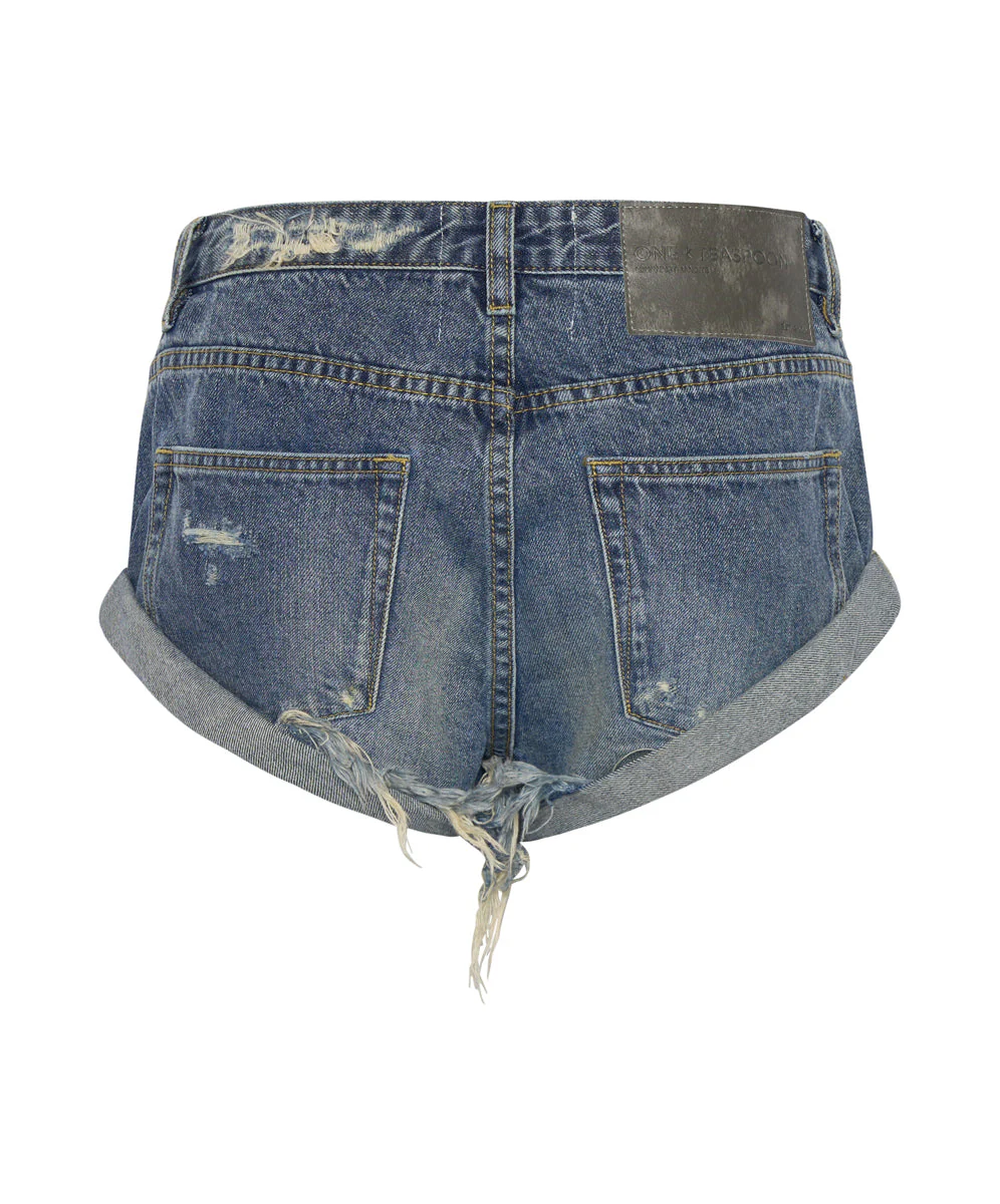 Bandits Low Waist Denim Shorts - Used Blue - Image 8