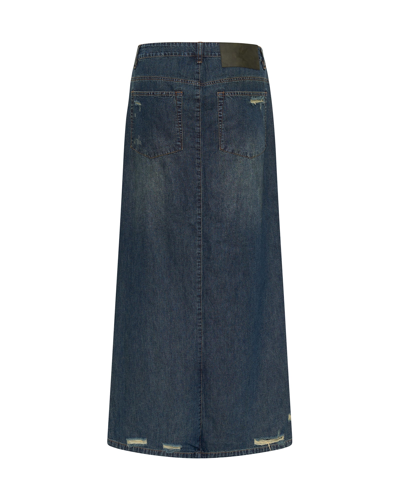 Denim Low Waist Column Skirt - Used Blue - Image 7