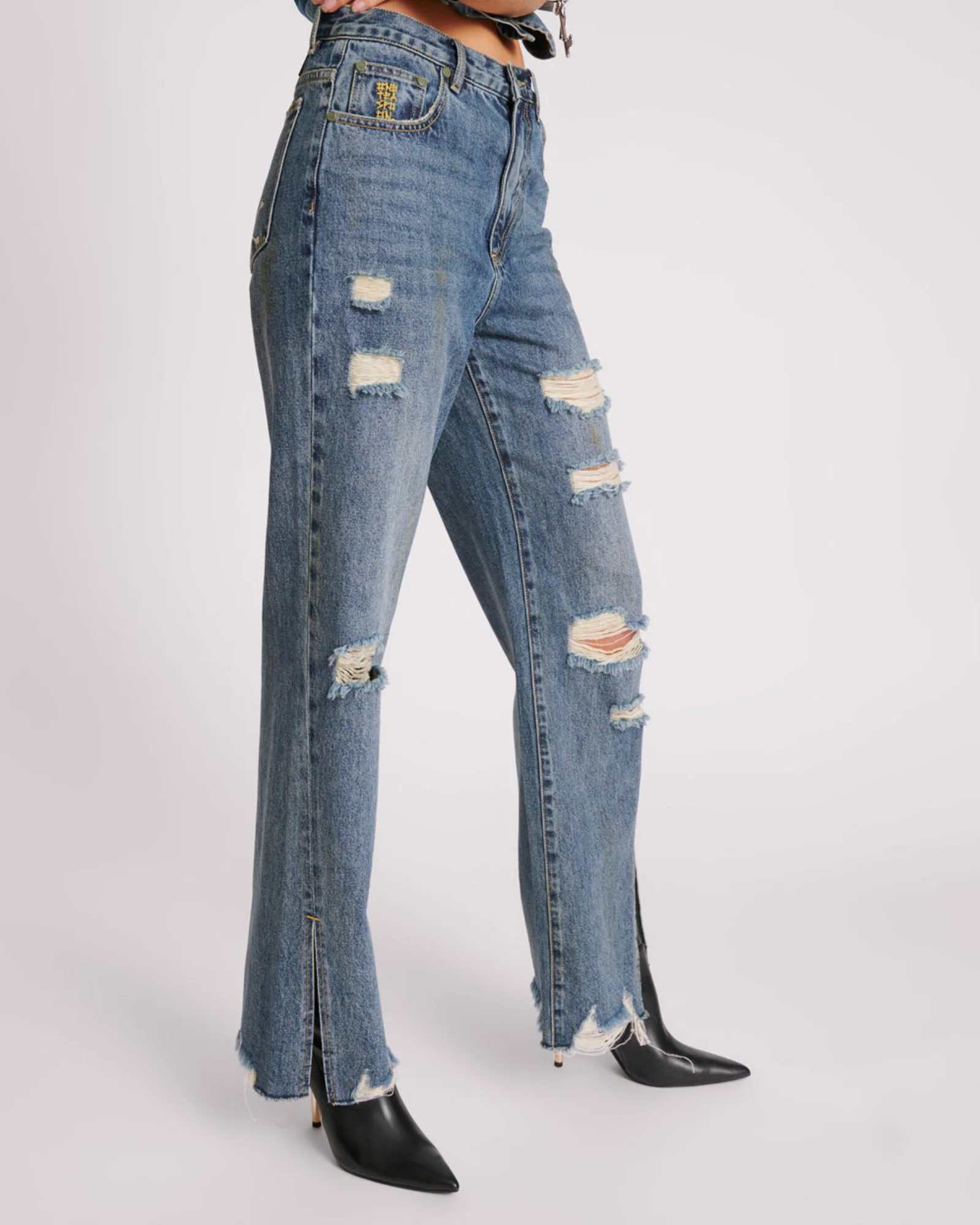 USED BLUE STRAIGHT LEG MID WAIST DENIM BILLIE JEANS - Image 6