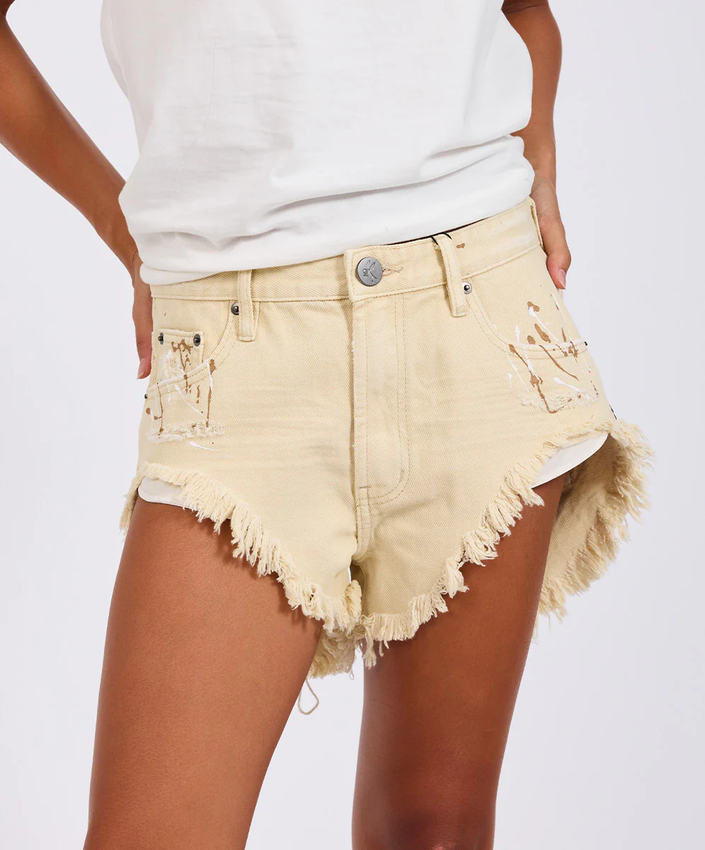 Rollers Low Waist Denim Shorts - Vegas Gold Cream - Image 3