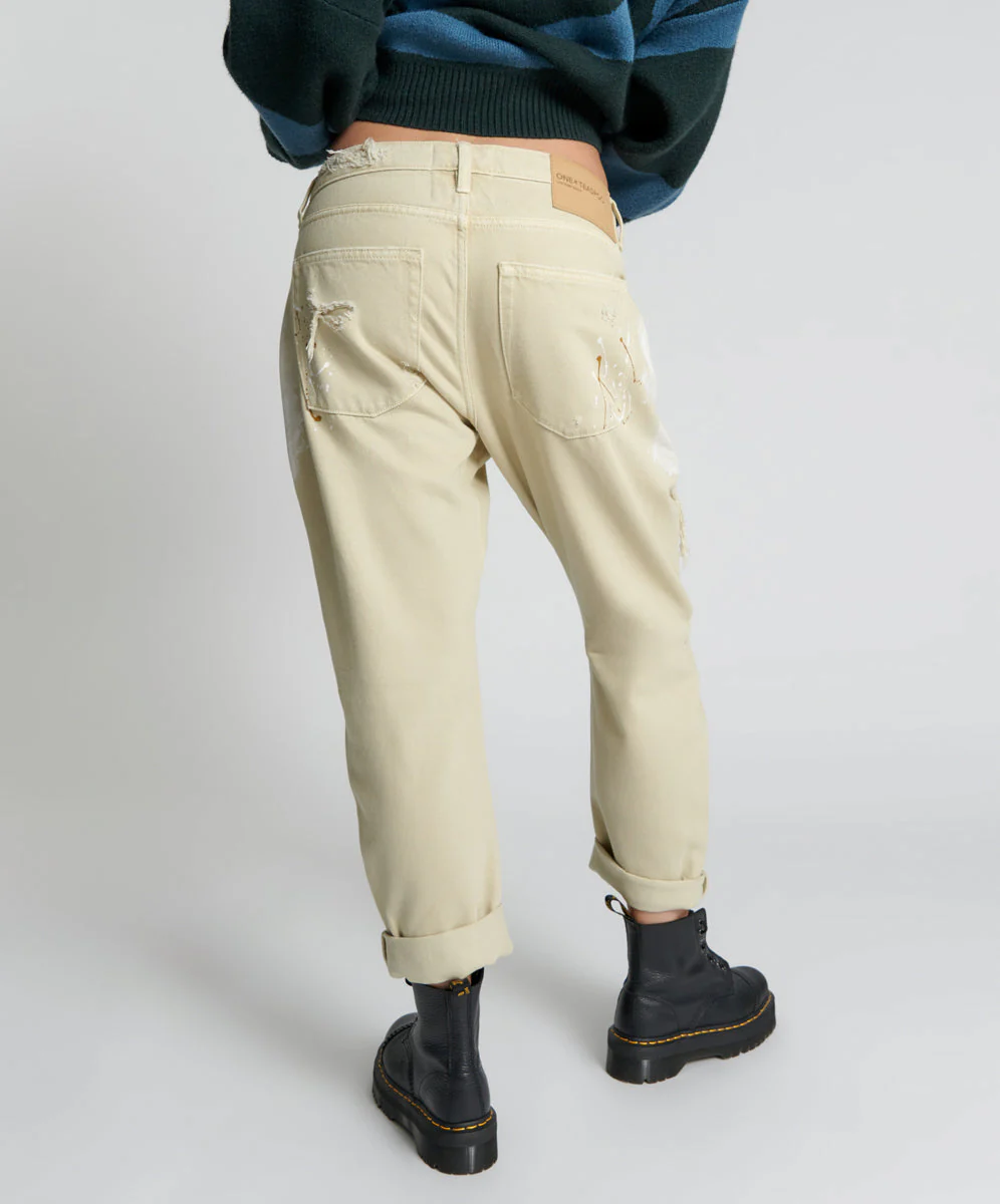 Saints Low Waist Boyfriend Denim Jeans - Vegas Gold - Image 5