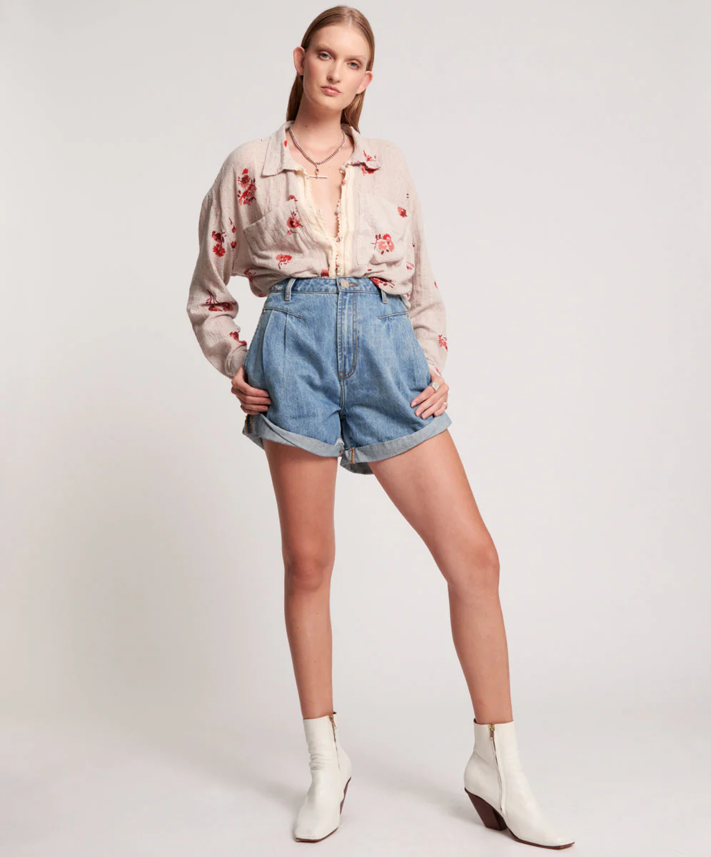 Streetwalkers High Waist 80s Fit Denim Shorts - Venice Blue