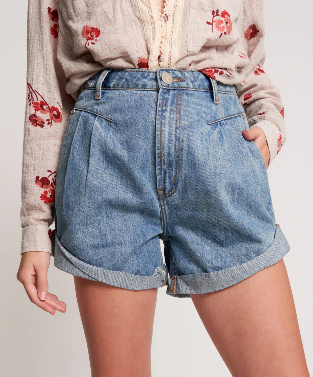 Streetwalkers High Waist 80s Fit Denim Shorts - Venice Blue - Image 2