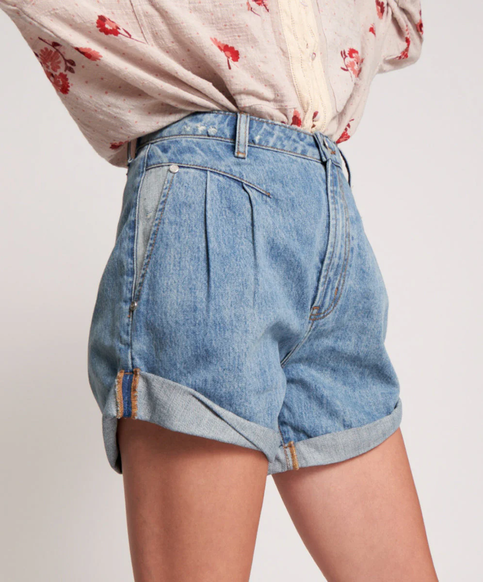 Streetwalkers High Waist 80s Fit Denim Shorts - Venice Blue - Image 3