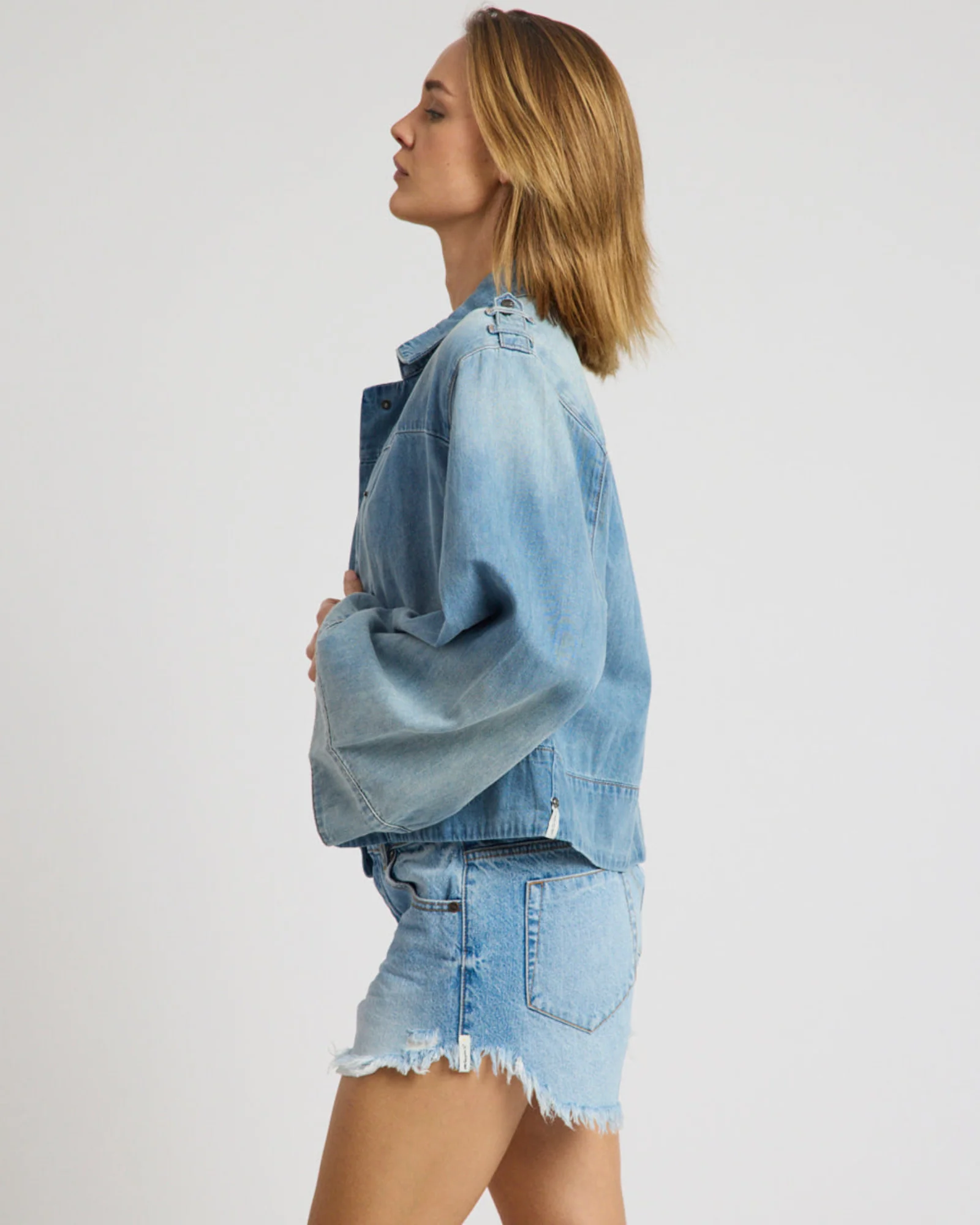 Victory Belle Denim Linen Jacket - Blue Latte - Image 4