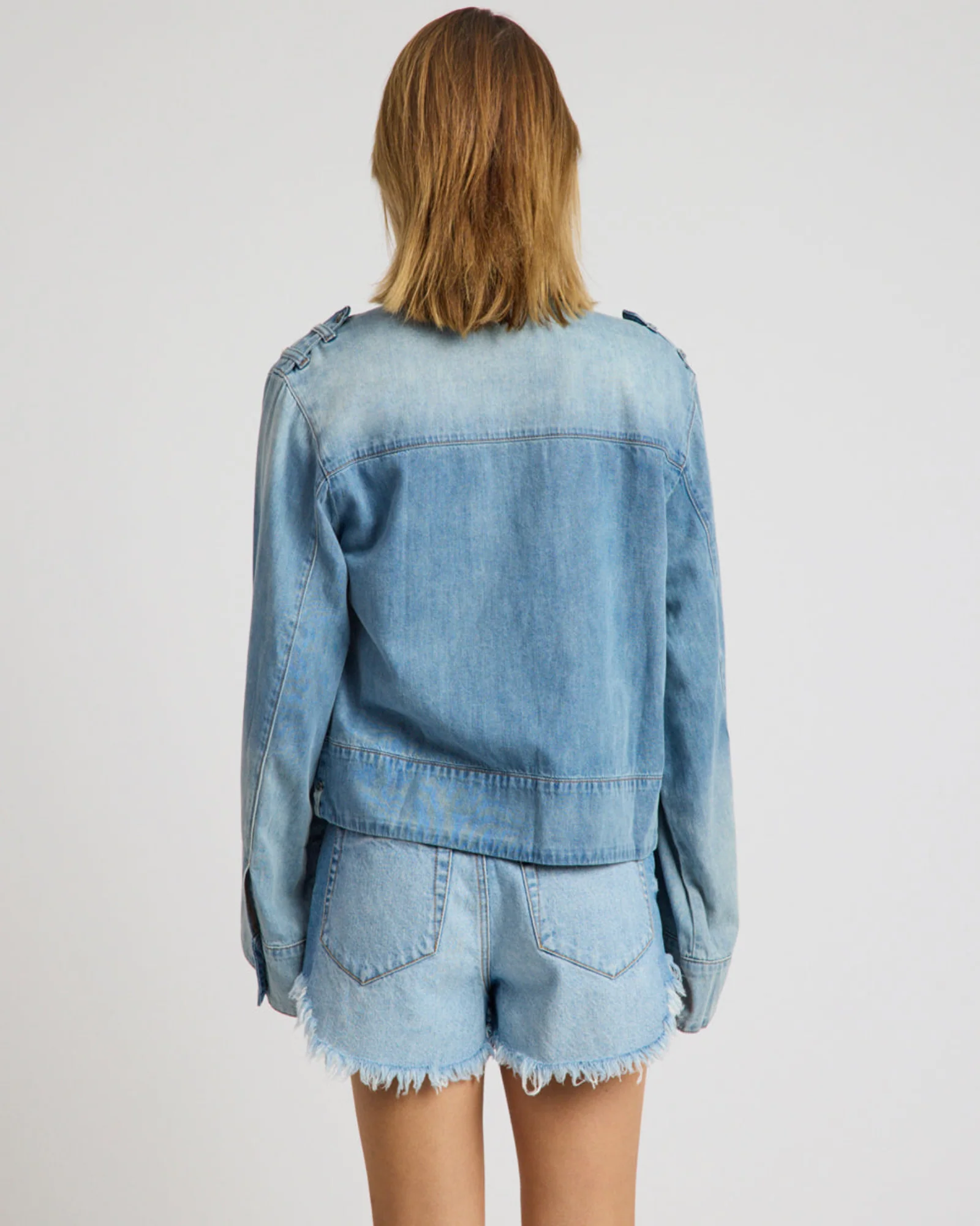 Victory Belle Denim Linen Jacket - Blue Latte - Image 5