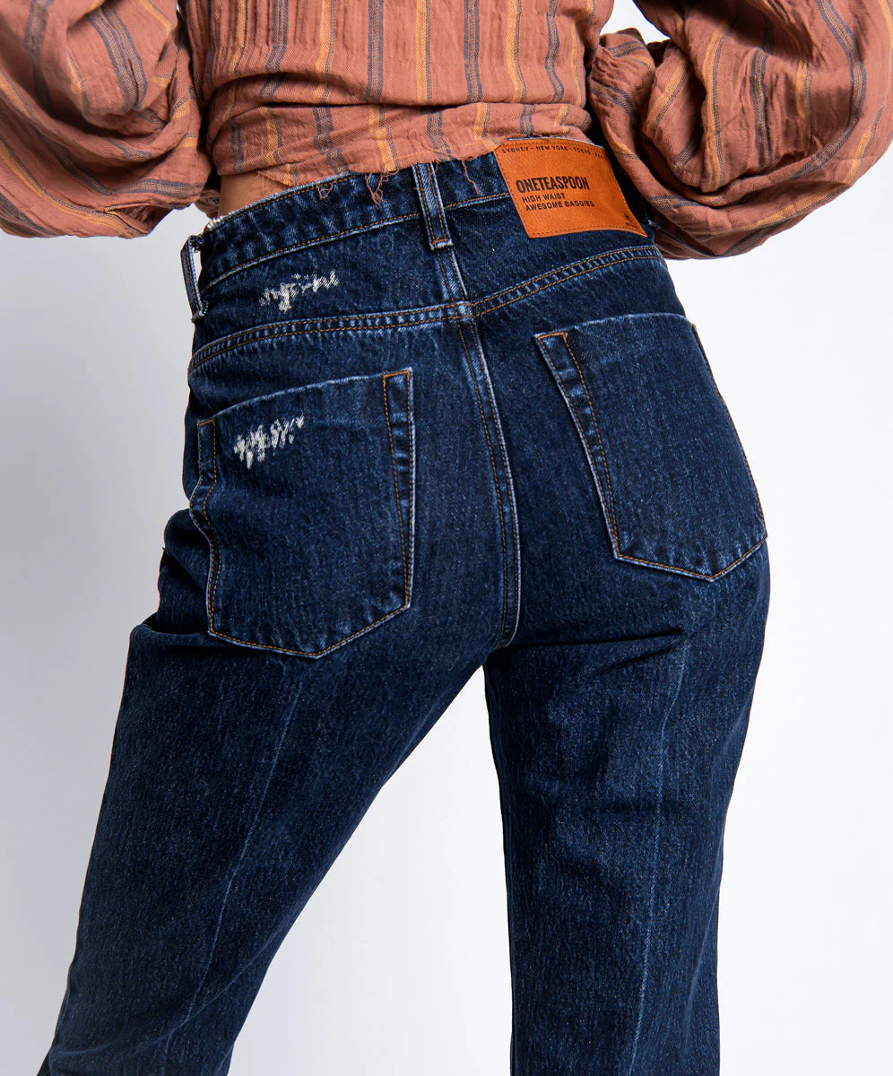 Awesome Baggies High Waist Straight Leg Denim Jeans - Virgin Blue - Image 4