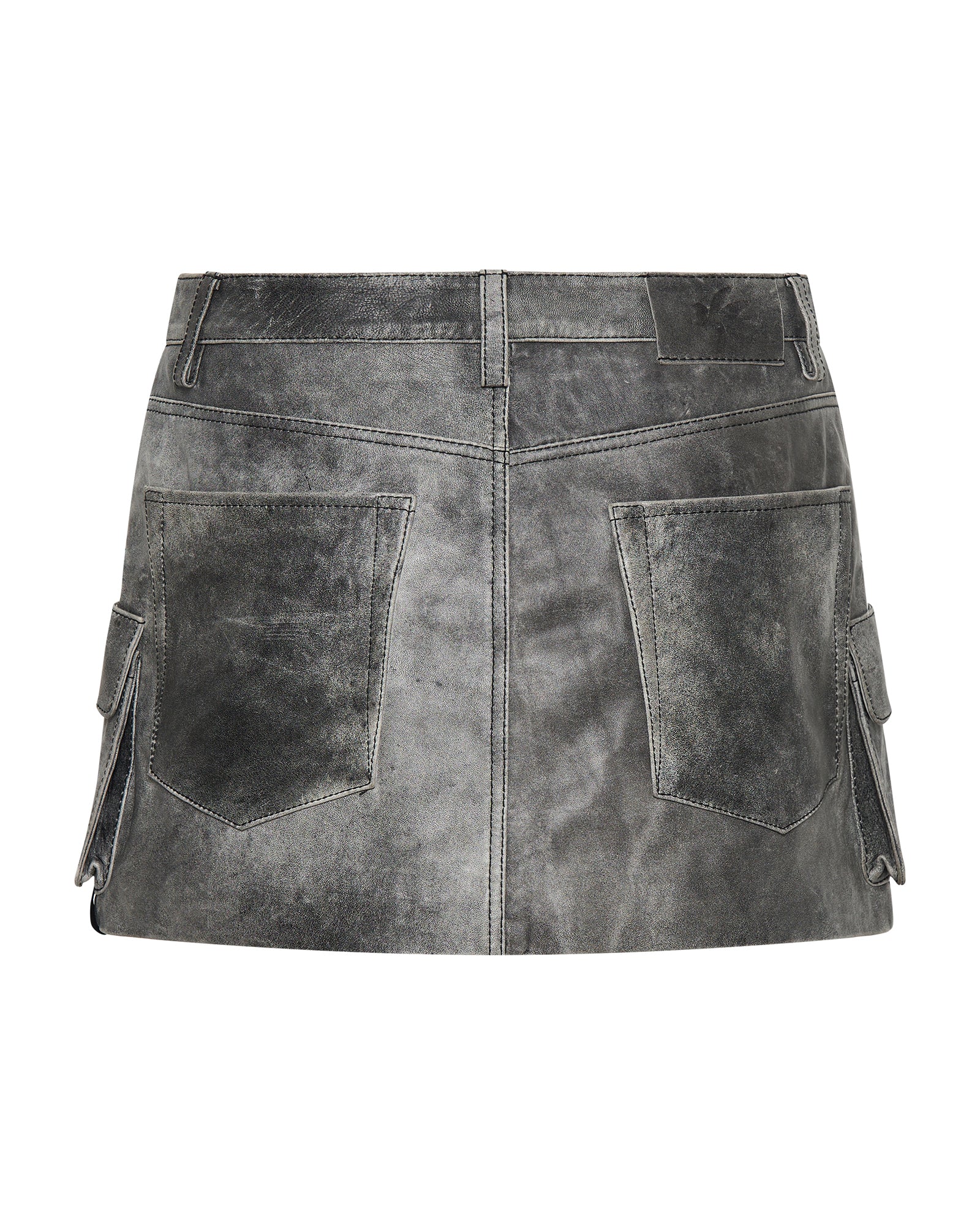 Leather Sloane Cargo Mini Skirt - Washed Black - Image 9