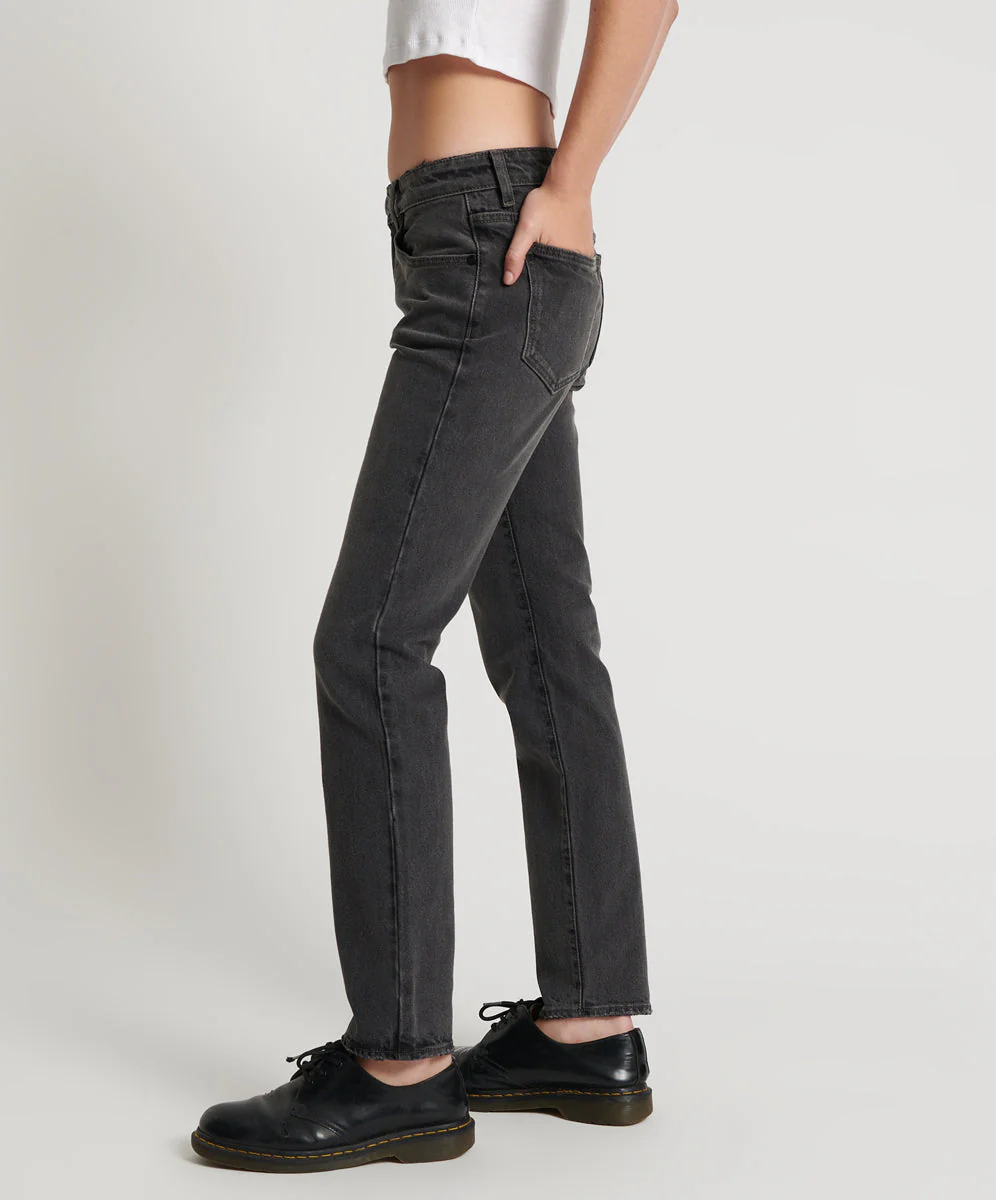 Stixx Low Waist Slim Straight Leg Denim Jeans - Washed Black - Image 3