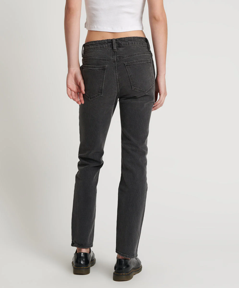 Stixx Low Waist Slim Straight Leg Denim Jeans - Washed Black - Image 4