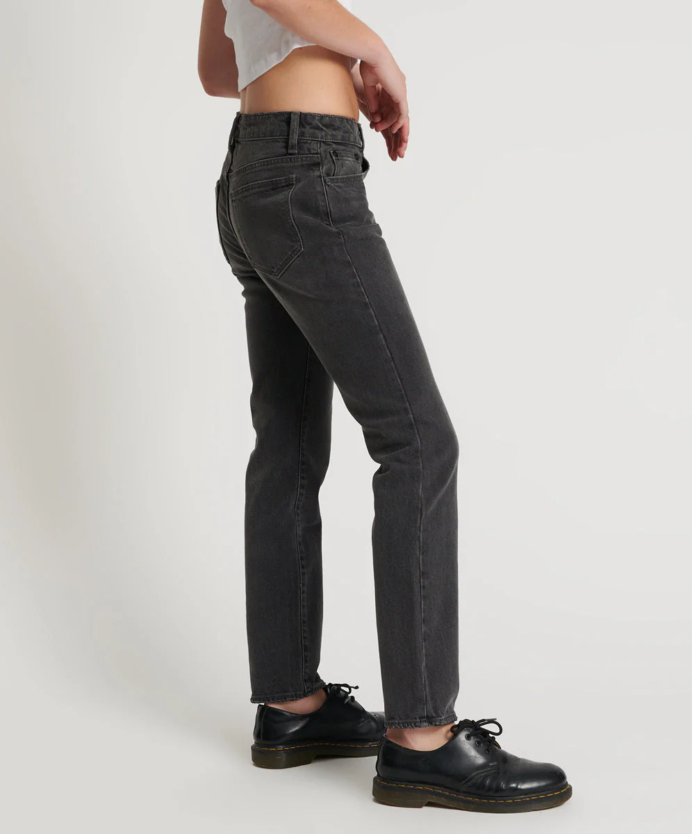 Stixx Low Waist Slim Straight Leg Denim Jeans - Washed Black - Image 5