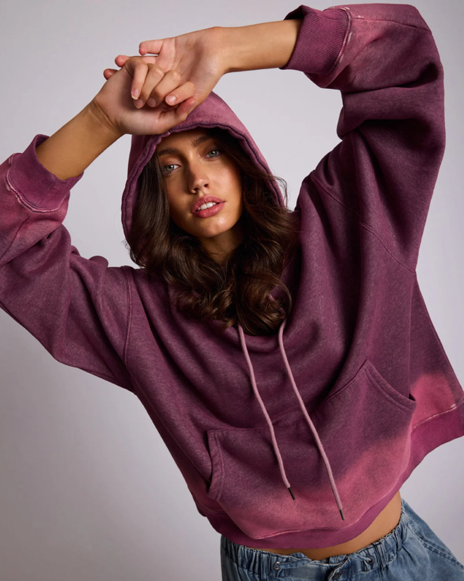 Smiley Batwing Hoody - Pink - Image 10