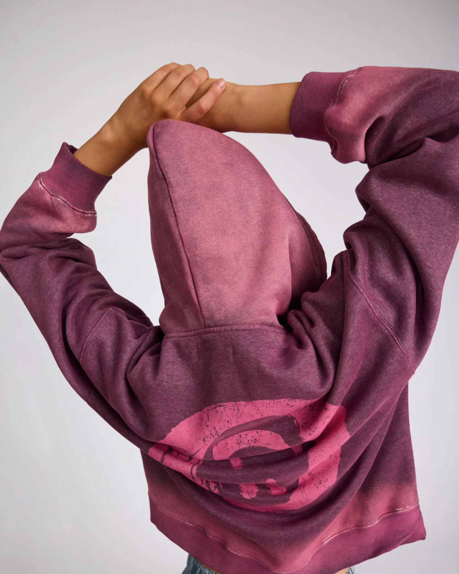 Smiley Batwing Hoody - Pink - Image 11