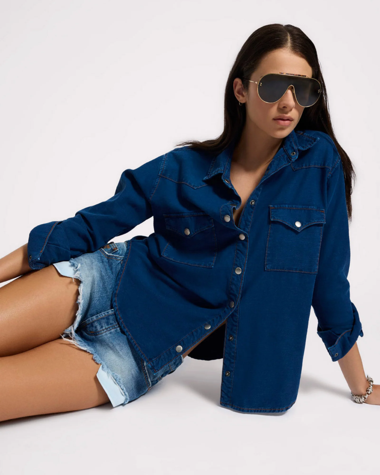 Western Denim Shirt - Deep Blue - Image 11
