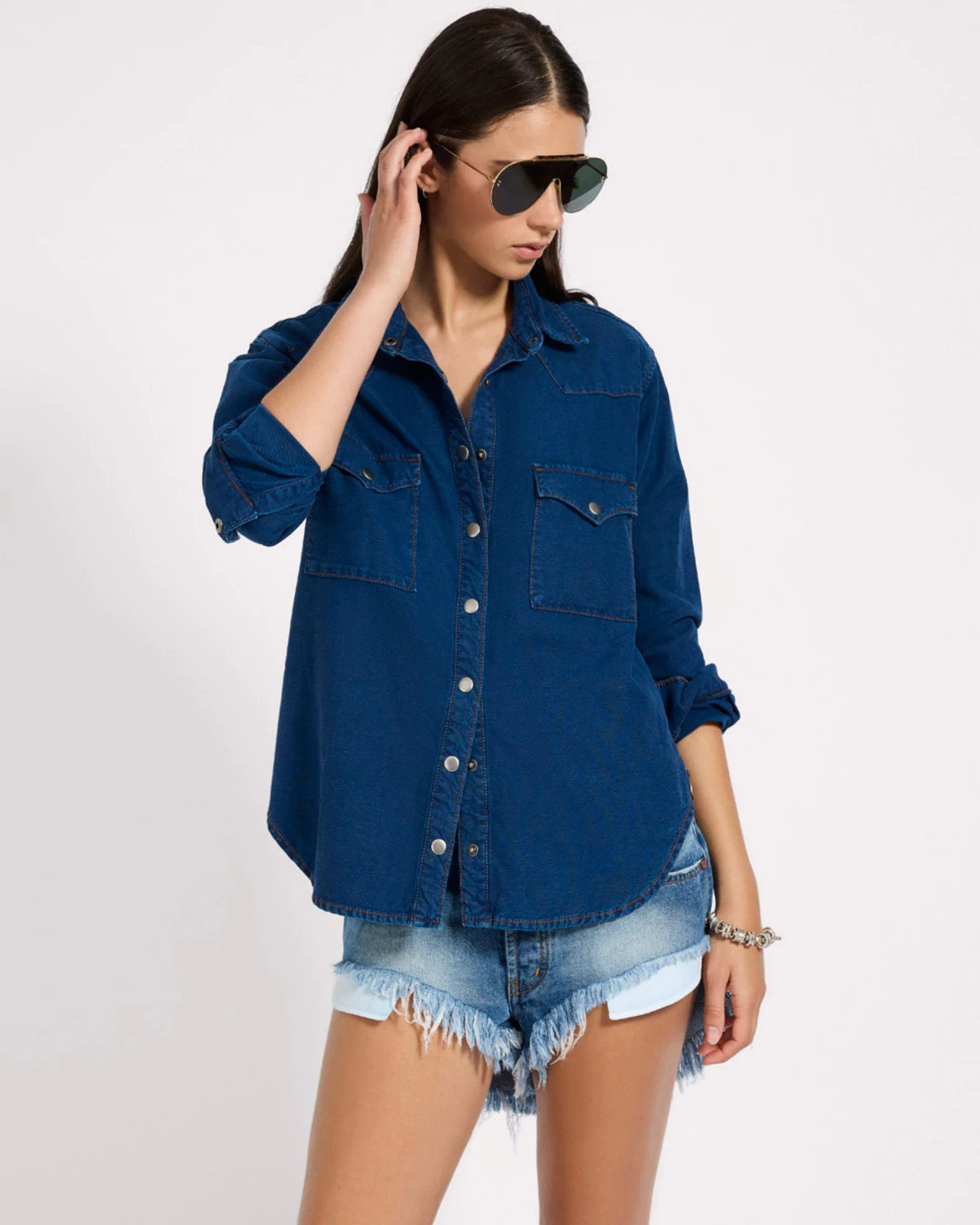 Western Denim Shirt - Deep Blue - Image 4