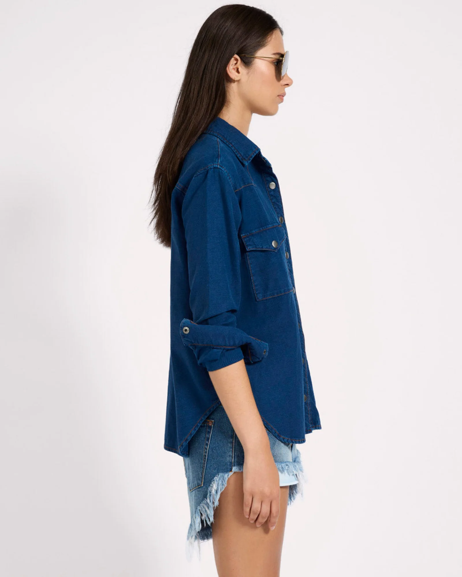 Western Denim Shirt - Deep Blue - Image 7