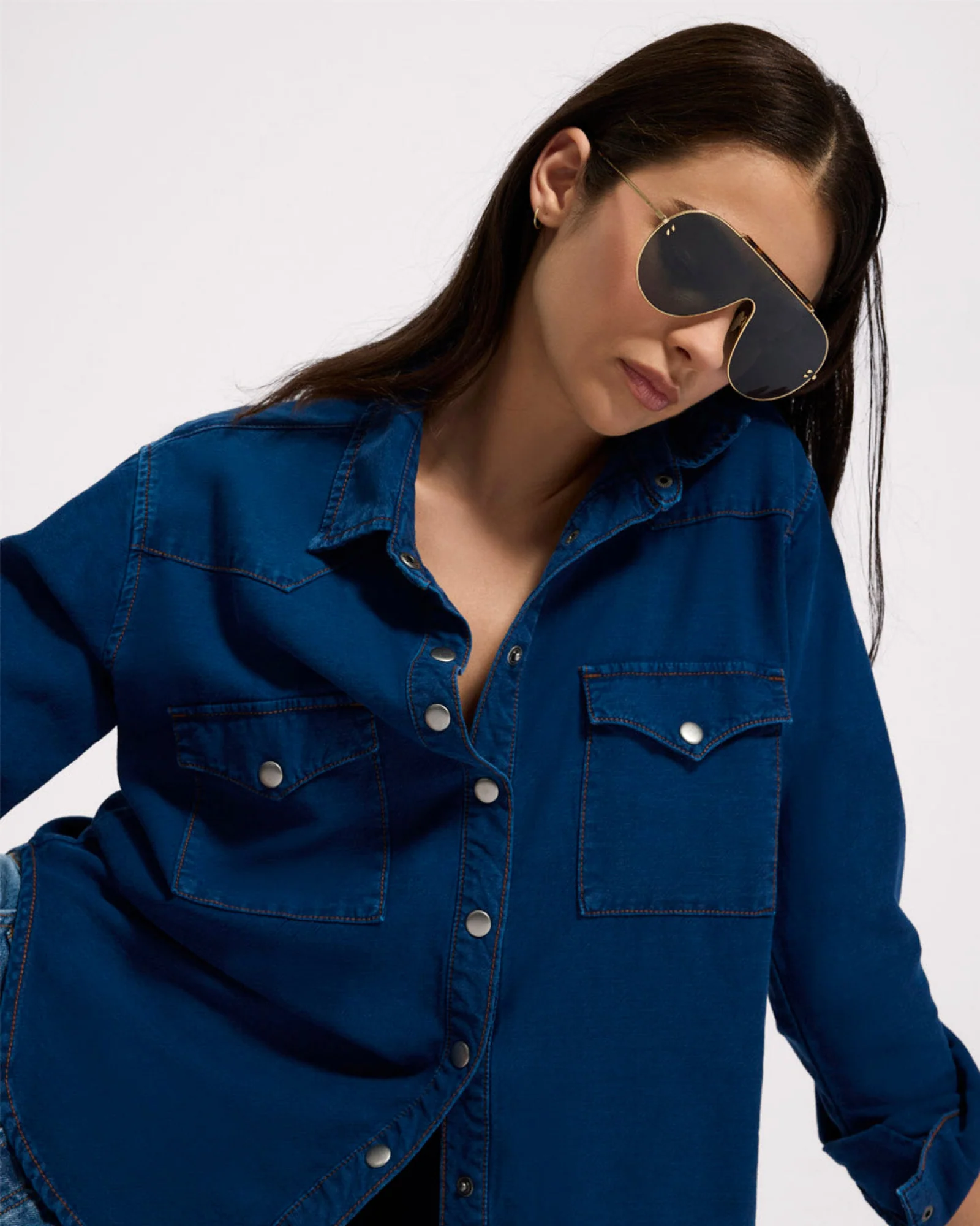 Western Denim Shirt - Deep Blue - Image 9