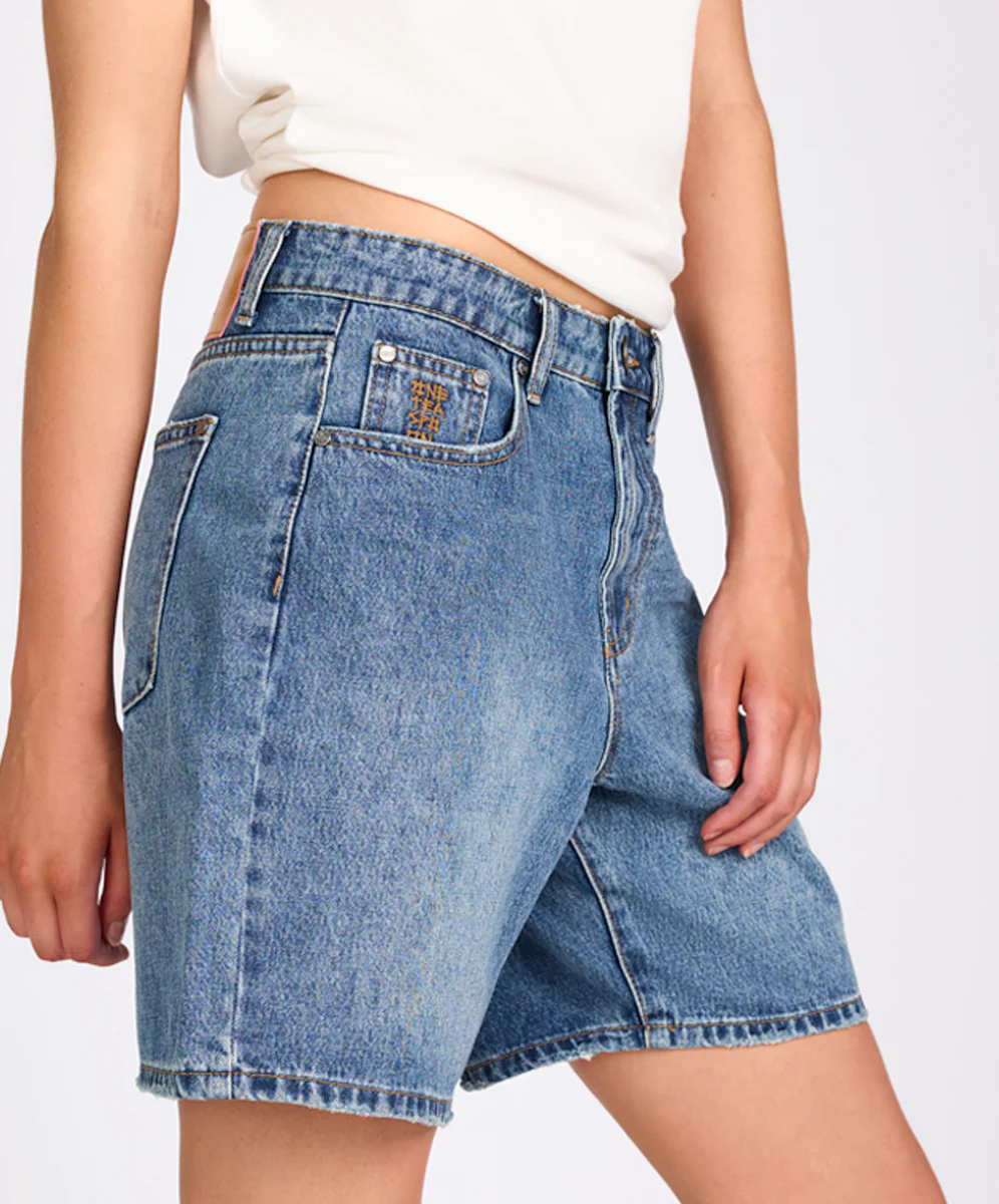 Jacksons Mid Waist Wide Leg Denim Shorts - Westland Blue - Image 6