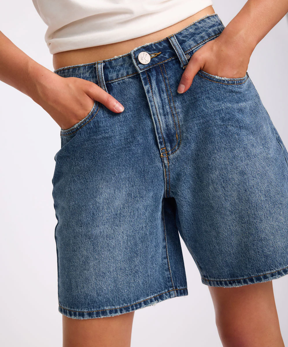 Jacksons Mid Waist Wide Leg Denim Shorts - Westland Blue - Image 8