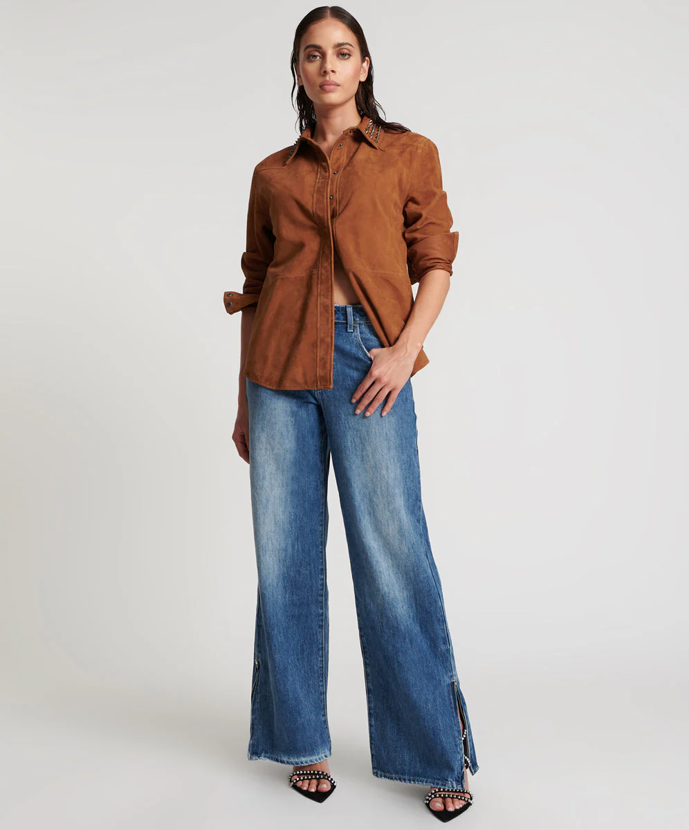 Low Riders Low Waist Wide Leg Denim Jeans - Westland Blue