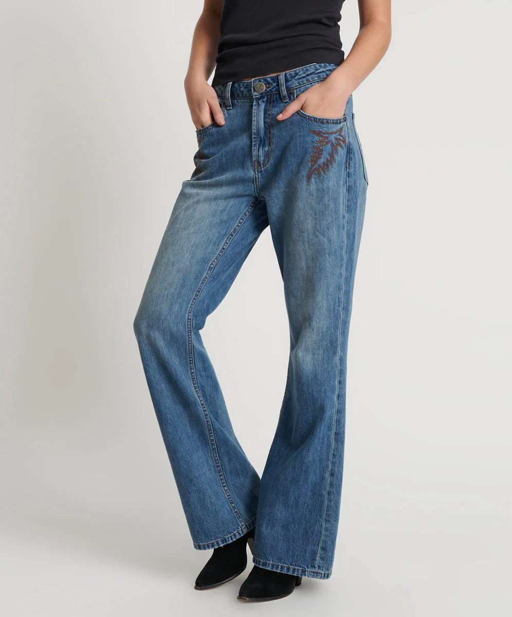 Charlie High Waist Slim Flared Denim Jeans - Westland Blue - Image 3