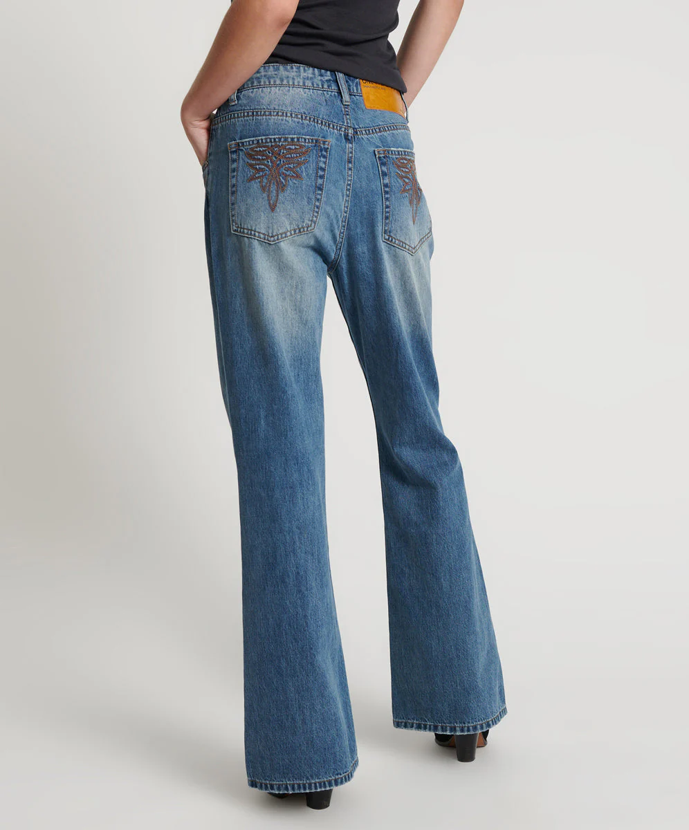 Charlie High Waist Slim Flared Denim Jeans - Westland Blue - Image 5