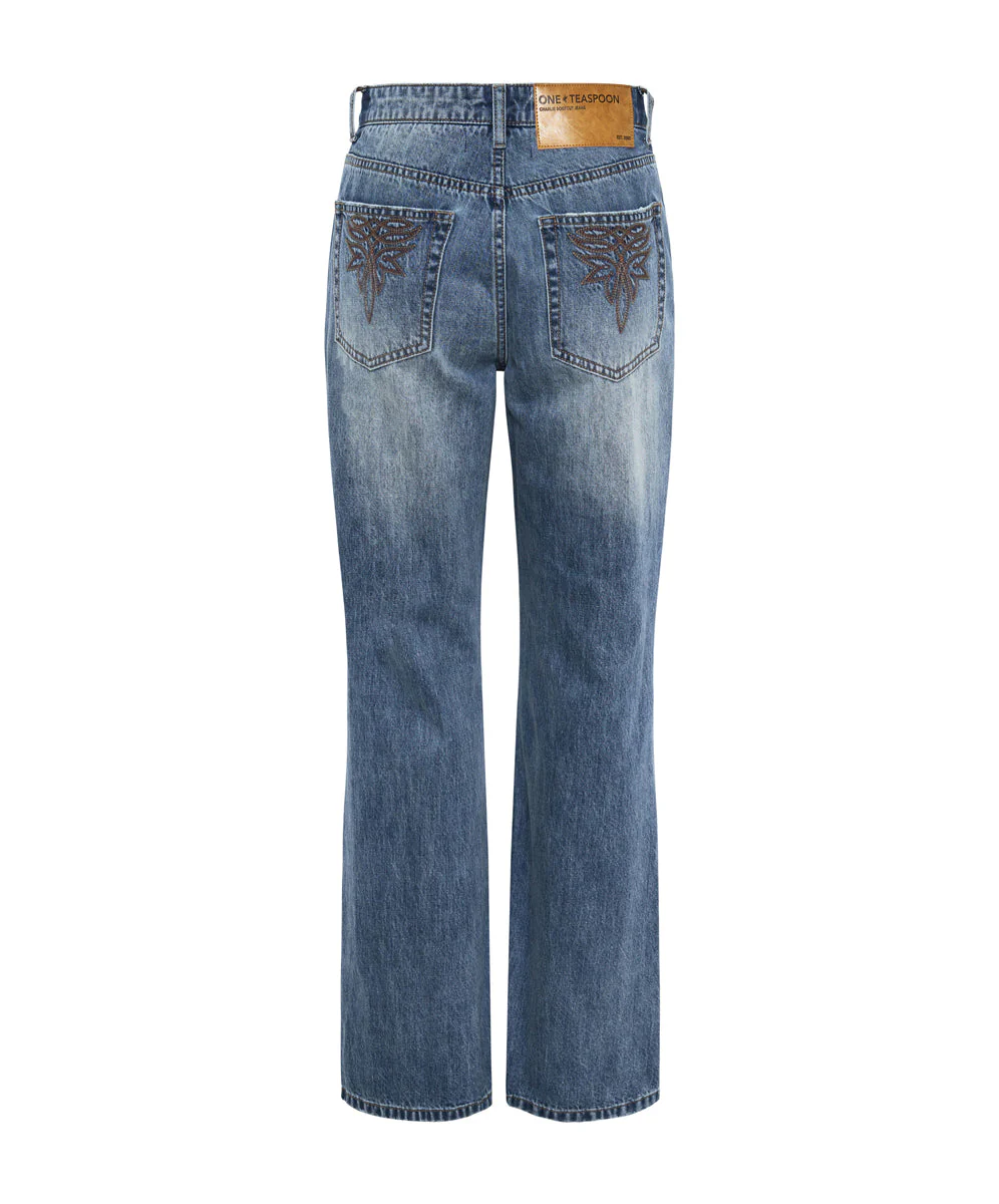 Charlie High Waist Slim Flared Denim Jeans - Westland Blue - Image 7