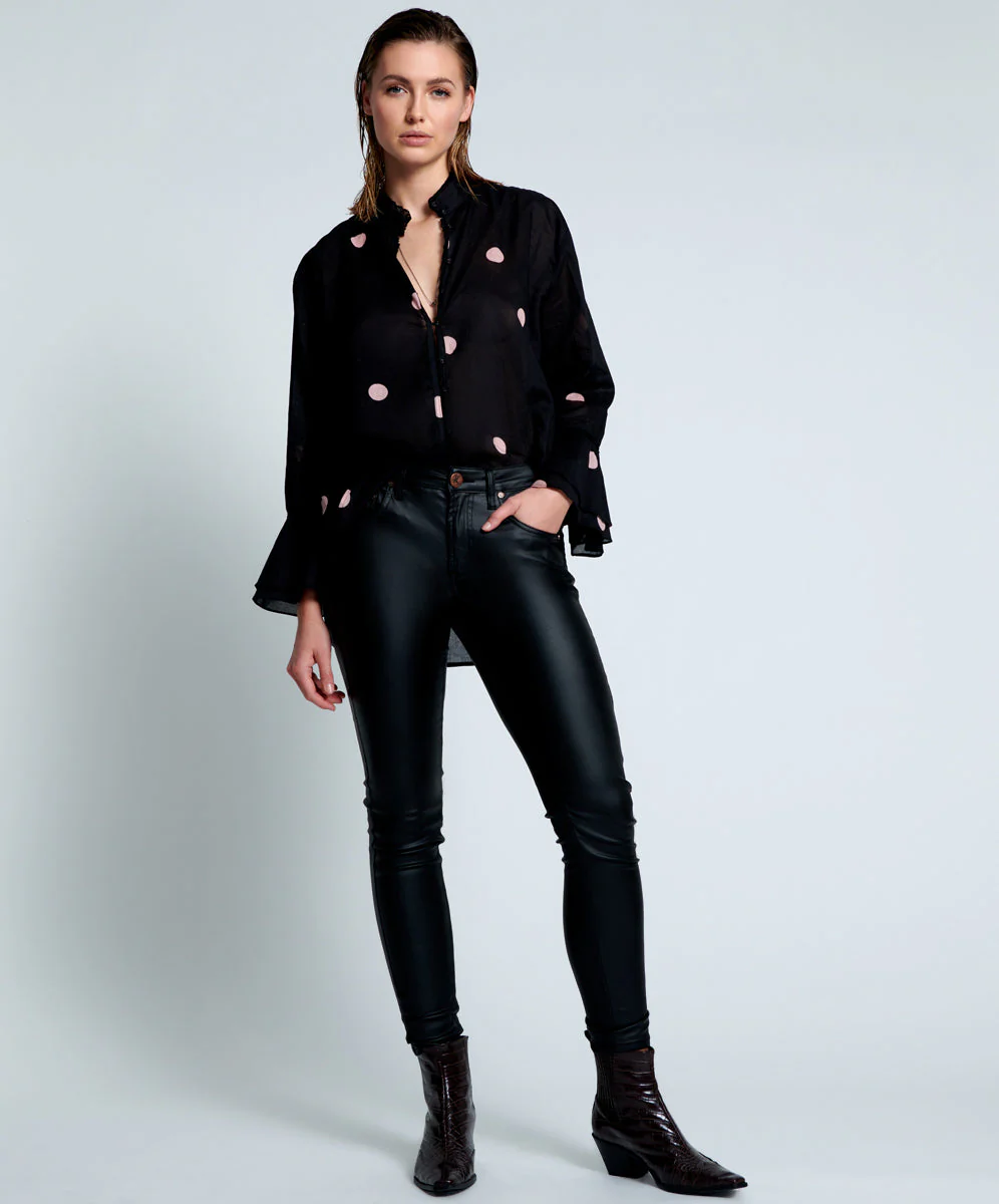 WET BLACK FREEBIRDS II HIGH WAIST SKINNY JEANS