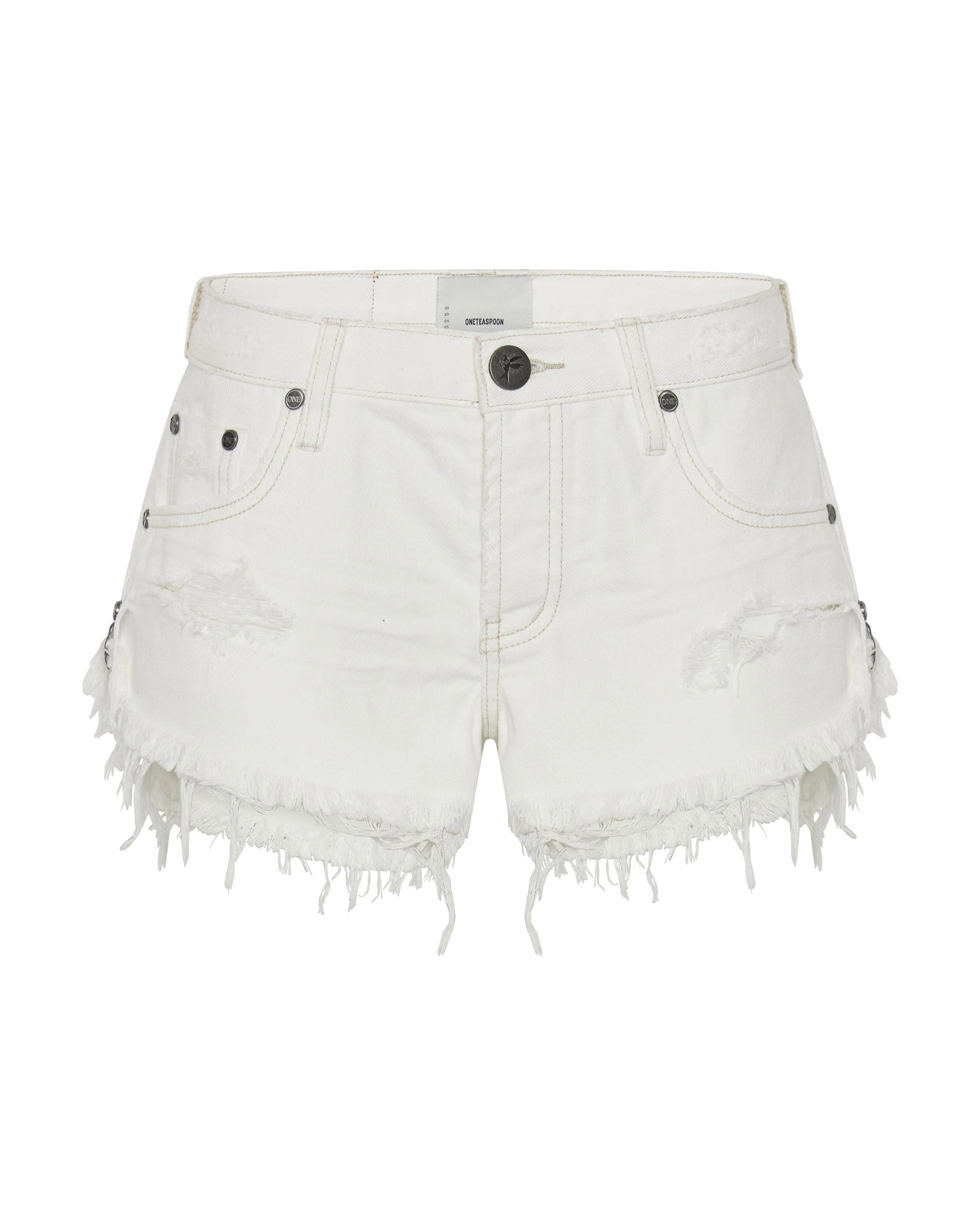 Dukes Low Waist Mini Denim Shorts - White Beauty - Image 8