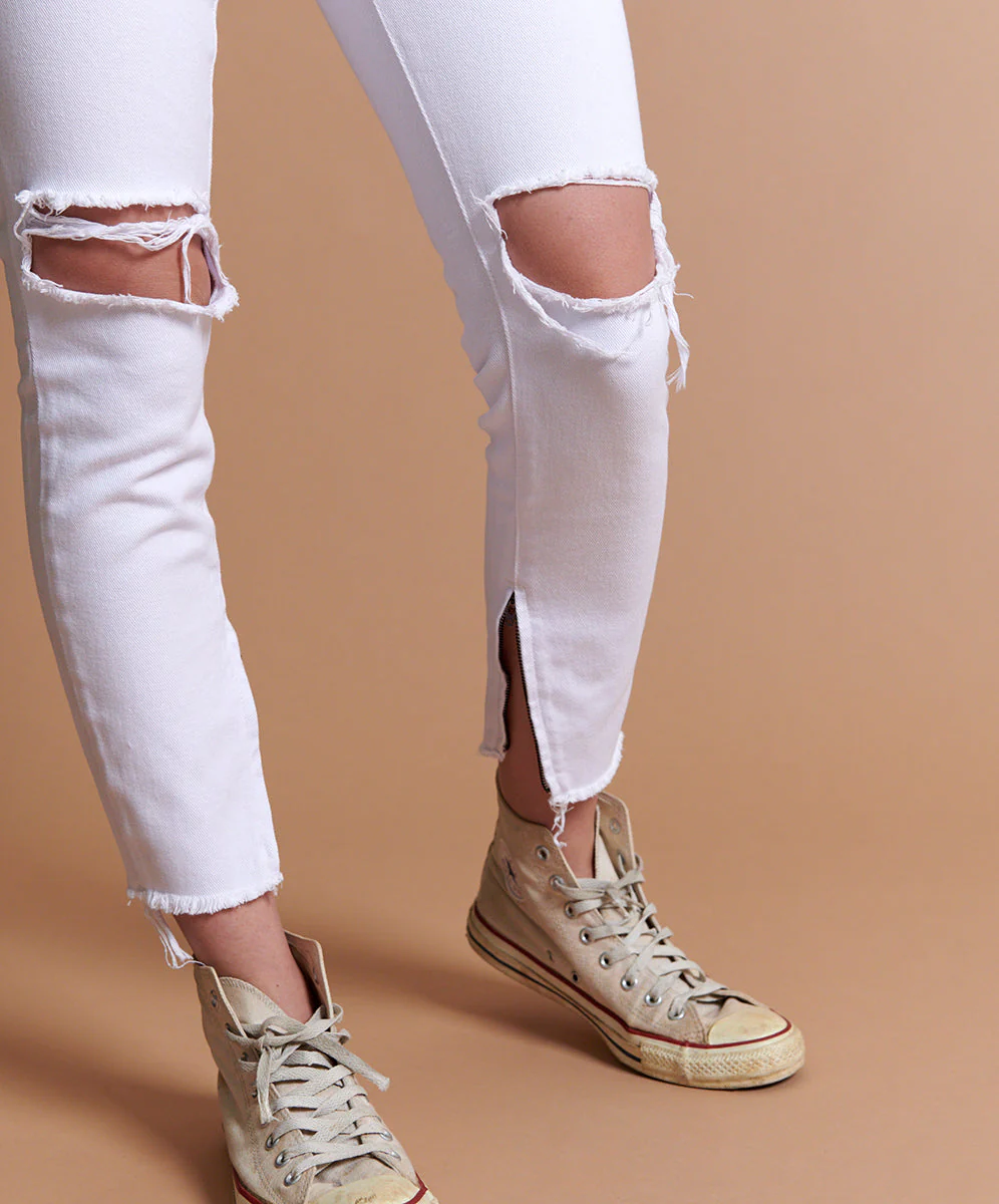 Freebirds High Waist Rigid Skinny Denim Jeans - White Beauty - Image 5