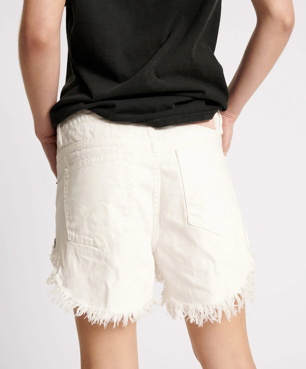 Outlaws Low Waist Mid Length Denim Shorts - White Beauty - Image 4