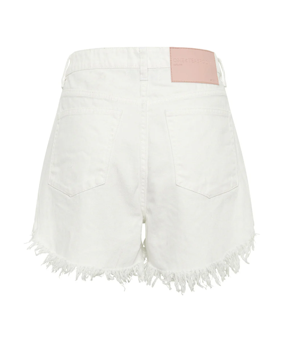 Outlaws Low Waist Mid Length Denim Shorts - White Beauty - Image 7