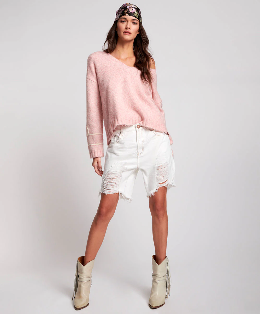 STEVIES LONG LENGTH BOYFRIEND SHORTS - White Beauty