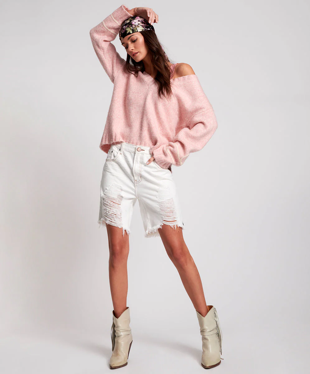 STEVIES LONG LENGTH BOYFRIEND SHORTS - White Beauty - Image 5