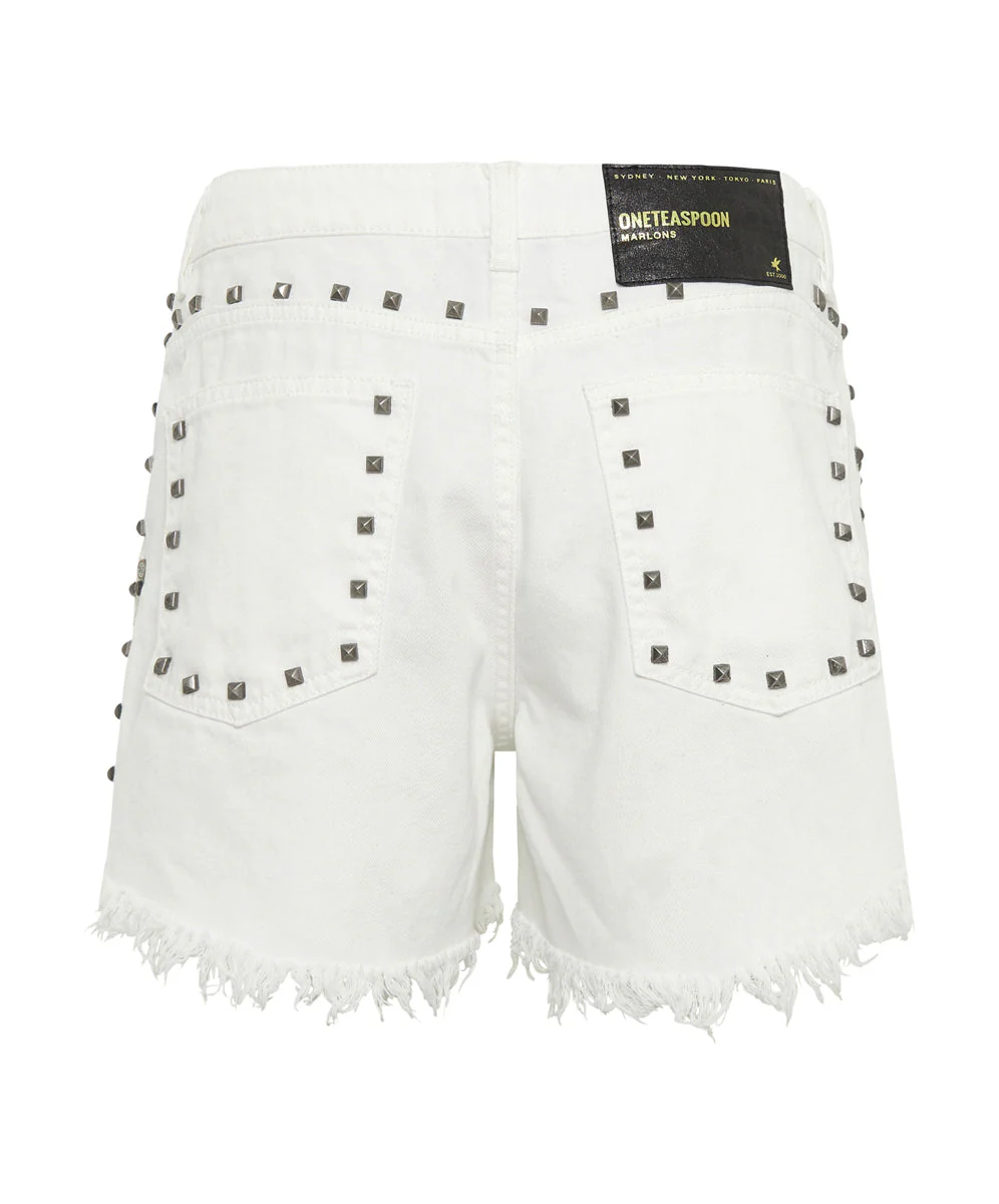 WHITE BEAUTY STUDDED MARLONS LOW WAIST BOYFRIEND SHORTS - Image 7