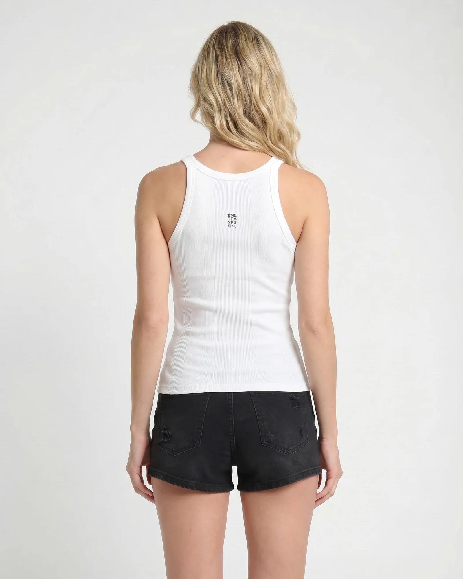 One Teaspoon Logo Bower Bird Ribbed Singlet - White - Image 3