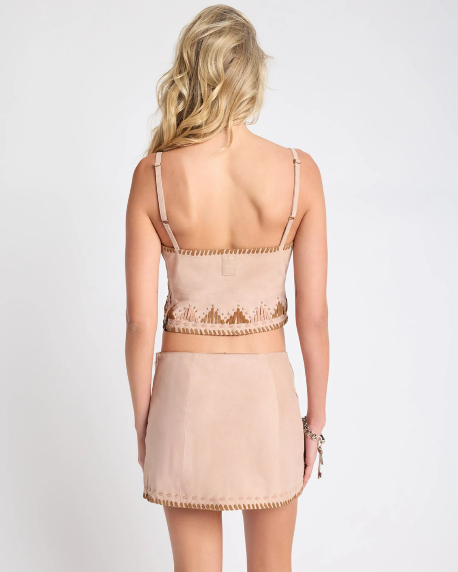 Wild Prairie Bustier Suede Crop Top - Dusty Pink - Image 9