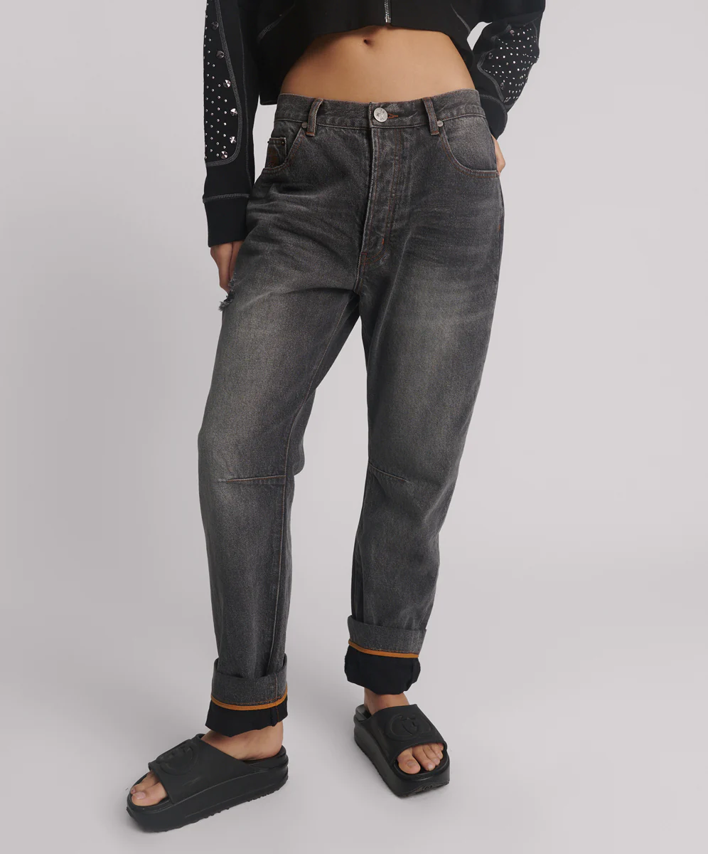 Bandits Low Waist Boyfriend Denim Jeans - Worn Black - Image 2