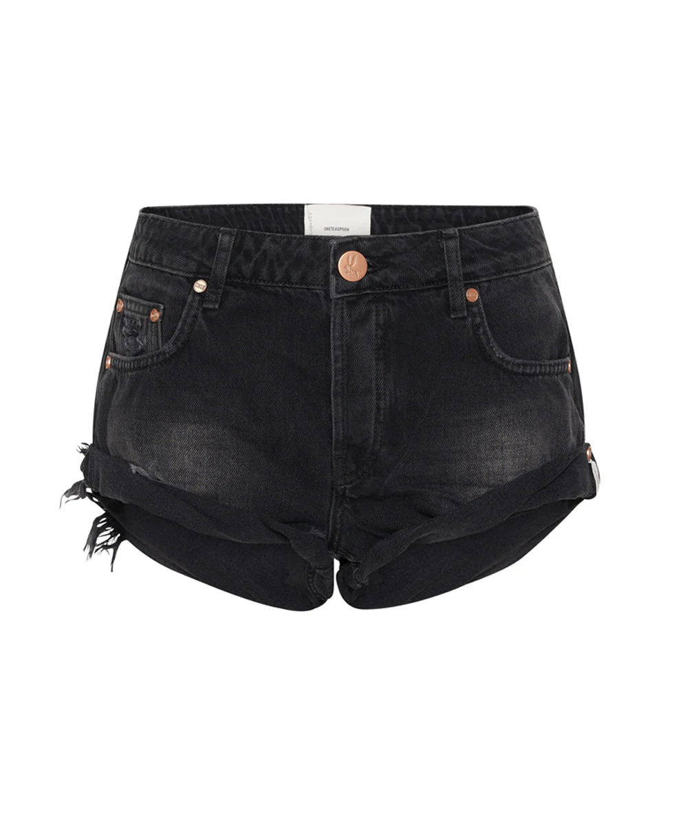 Bandits Low Waist Denim Shorts - Archived Worn Black - Image 6