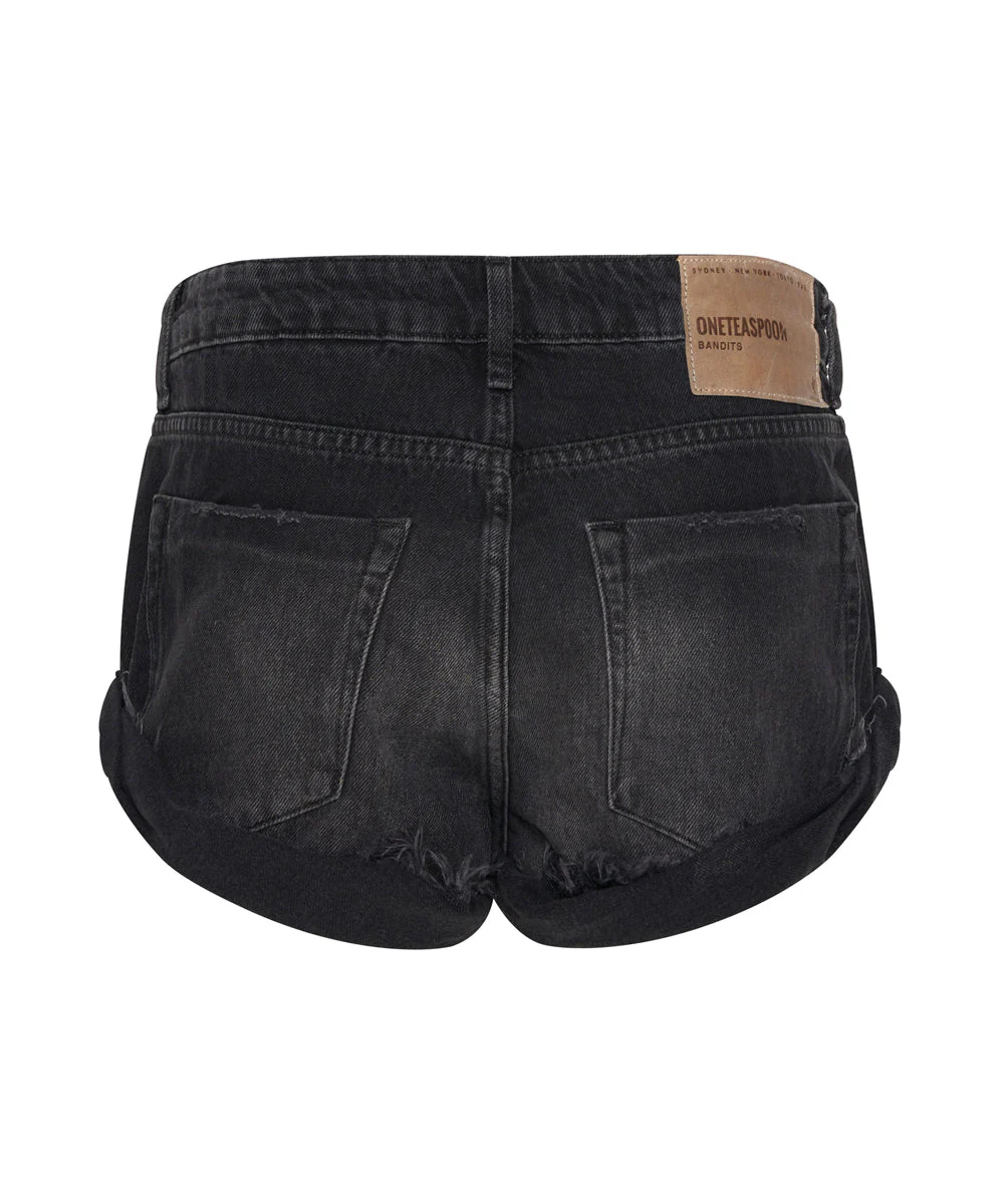 Bandits Low Waist Denim Shorts - Archived Worn Black - Image 7