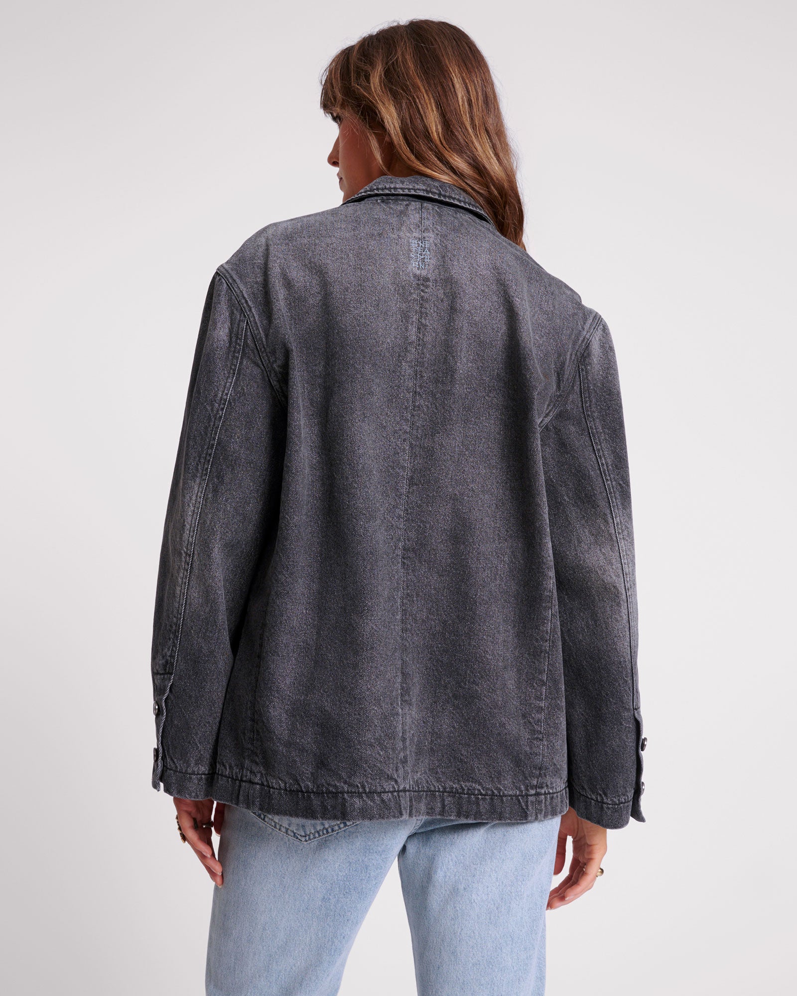 Denim Boyfriend Blazer - Worn Black - Image 3