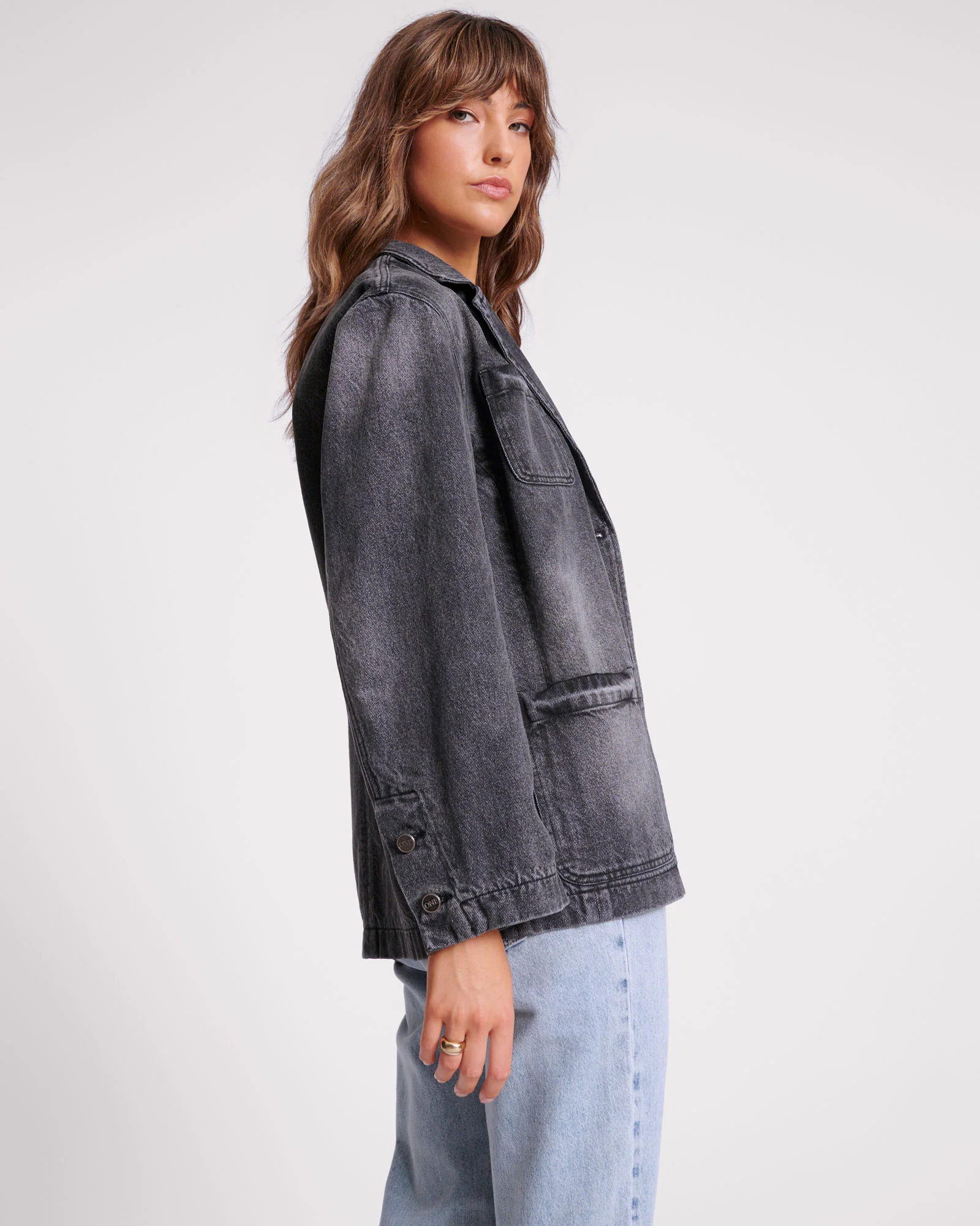 Denim Boyfriend Blazer - Worn Black - Image 4