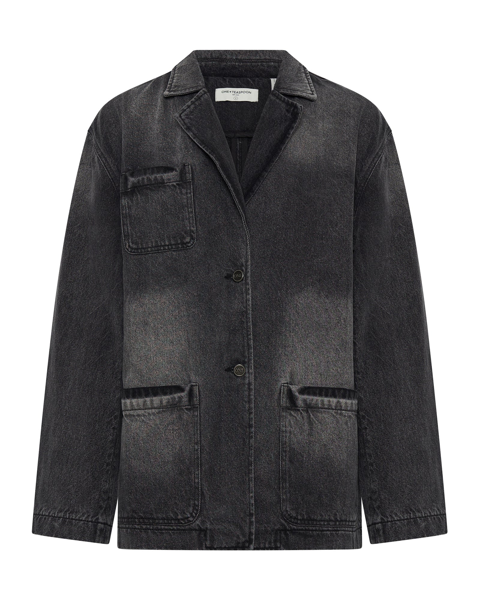 Denim Boyfriend Blazer - Worn Black - Image 6