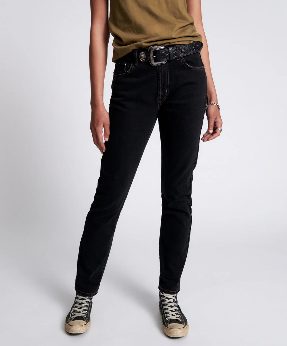 Awesome Baggies High Waist Straight Leg Denim Jeans - Worn Black - Image 2
