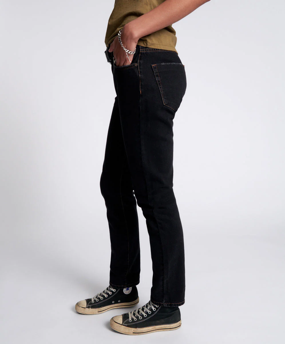 Awesome Baggies High Waist Straight Leg Denim Jeans - Worn Black - Image 3