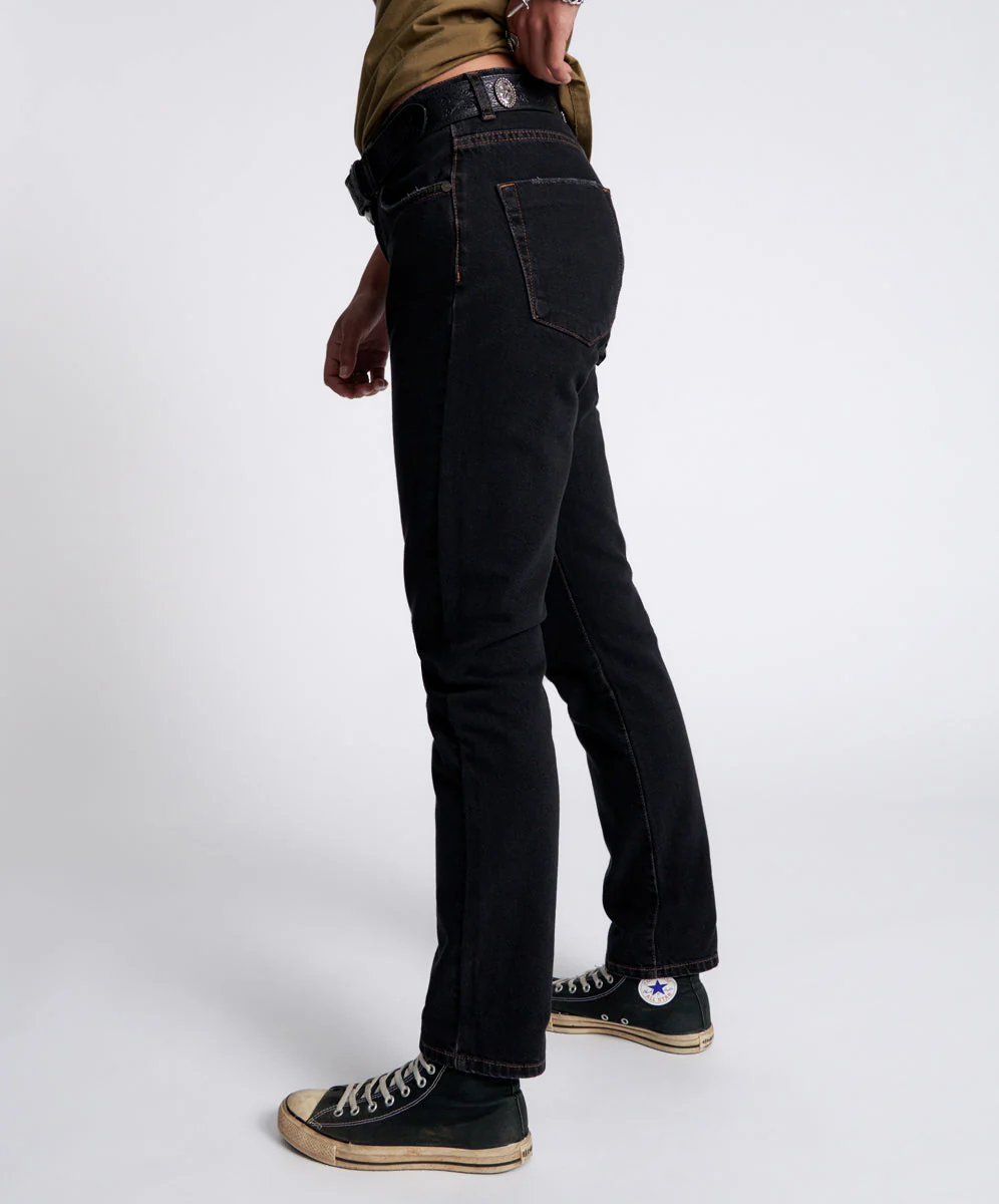 Awesome Baggies High Waist Straight Leg Denim Jeans - Worn Black - Image 4