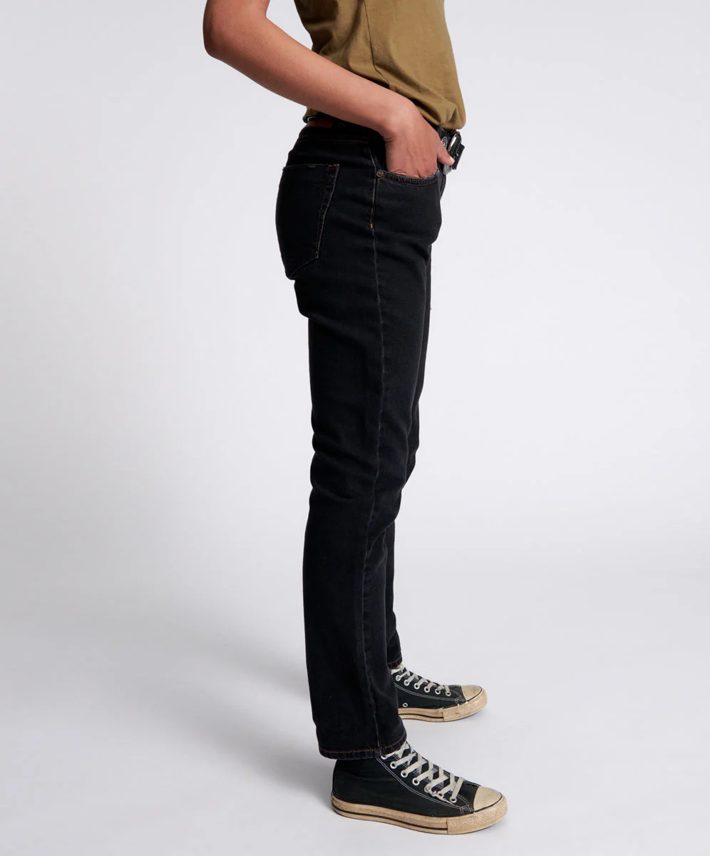 Awesome Baggies High Waist Straight Leg Denim Jeans - Worn Black - Image 5