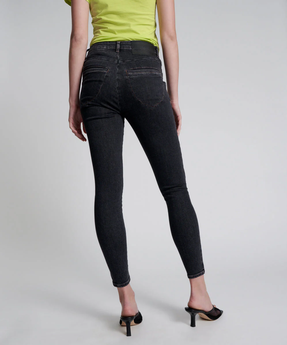Freebirds II Low Waist Stretch Skinny Denim Jeans - Worn Black - Image 5