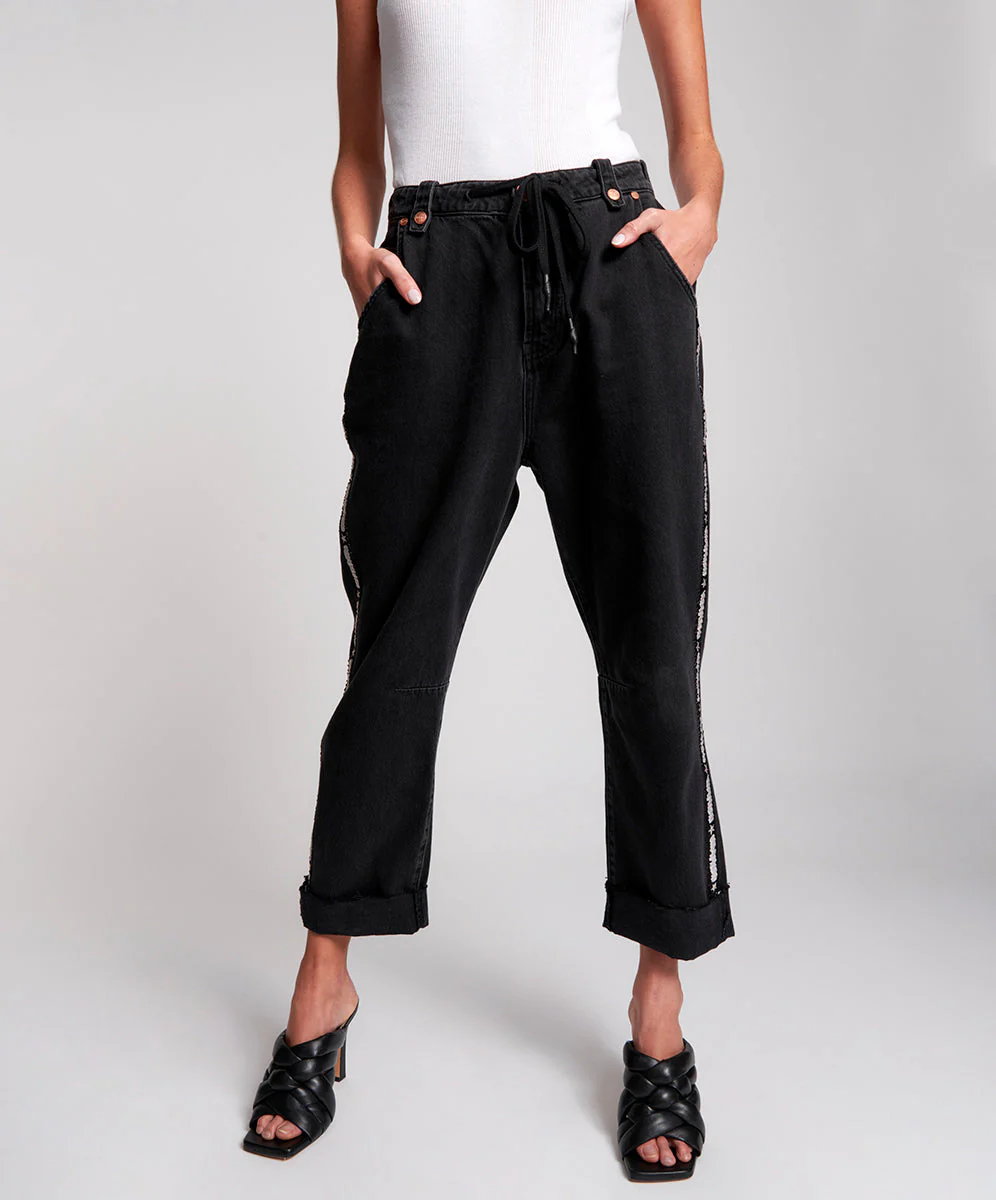 Safari High Waist Relaxed Tapered Denim Jeans - Worn Black - Image 2
