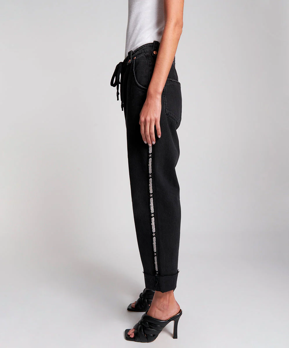 Safari High Waist Relaxed Tapered Denim Jeans - Worn Black - Image 3